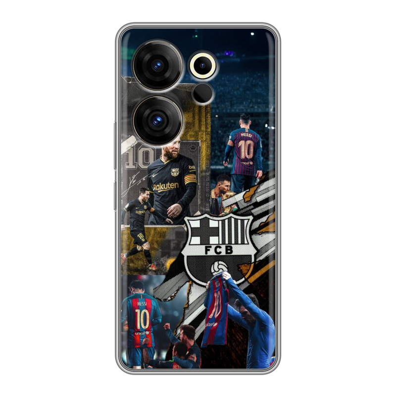 Силиконовый чехол на Tecno Camon 20 Premier с принтом Messi Barcelona Силиконовый чехол на Tecno Camon 20 Premier с принтом Messi Barcelona