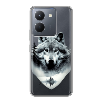 Силиконовый чехол на Vivo Y36 с принтом Волк в лесу