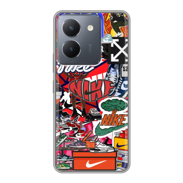 Силиконовый чехол на Vivo Y36 с принтом Найк Nike яркий