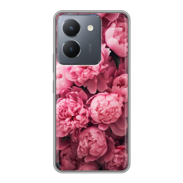 Силиконовый чехол на Vivo Y36 с принтом цветы пионы