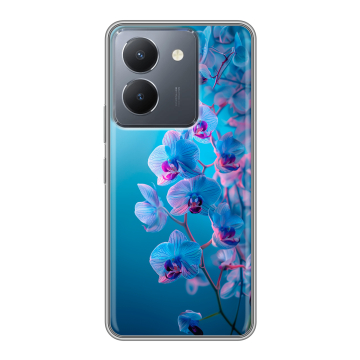 Силиконовый чехол на Vivo Y36 с принтом голубые орхидеи