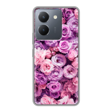 Силиконовый чехол на Vivo Y36 с принтом лавандовые розы Силиконовый чехол на Vivo Y36 с принтом лавандовые розы