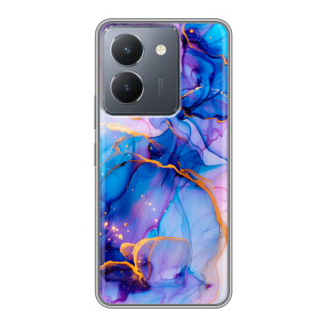 Силиконовый чехол на Vivo Y36 с принтом синий мрамор