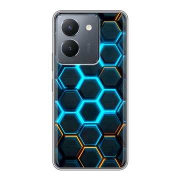 Силиконовый чехол на Vivo Y36 с принтом Неоновые соты Силиконовый чехол на Vivo Y36 с принтом Неоновые соты