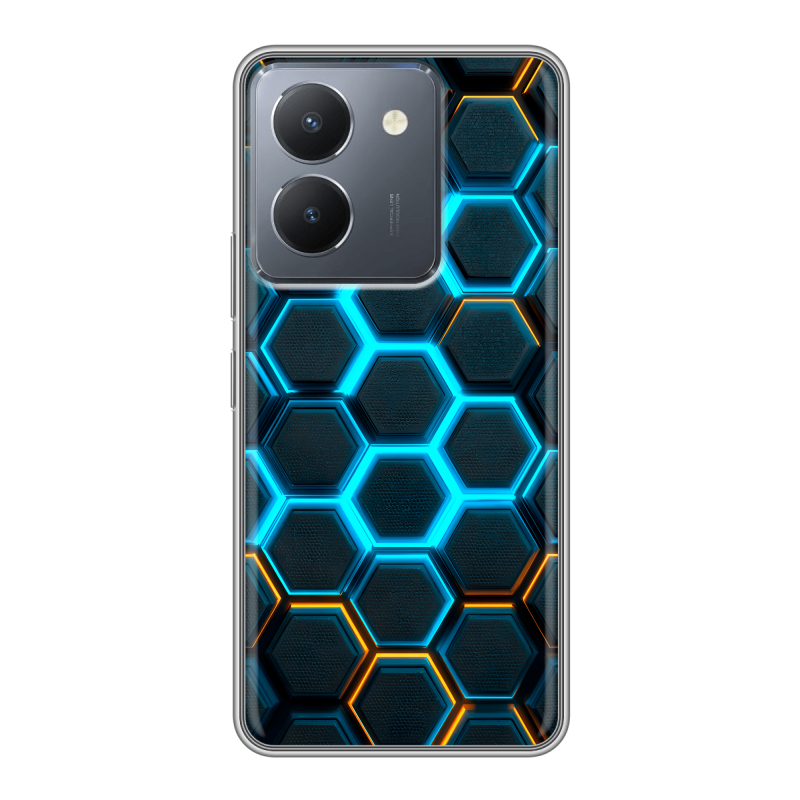 Силиконовый чехол на Vivo Y36 с принтом Неоновые соты Силиконовый чехол на Vivo Y36 с принтом Неоновые соты