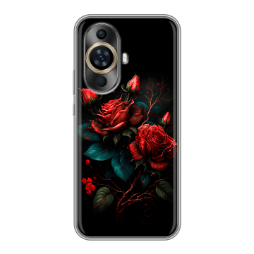 Силиконовый чехол на Huawei Nova 11 с принтом Розы красные