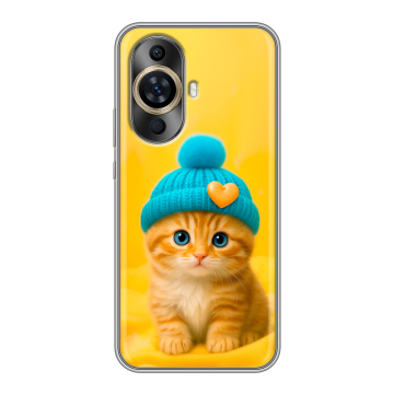 Силиконовый чехол на Huawei Nova 11 с принтом Котенок в шапке Силиконовый чехол на Huawei Nova 11 с принтом Котенок в шапке