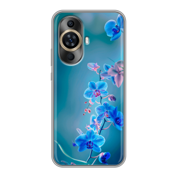 Силиконовый чехол на Huawei Nova 11 с принтом Голубые цветы