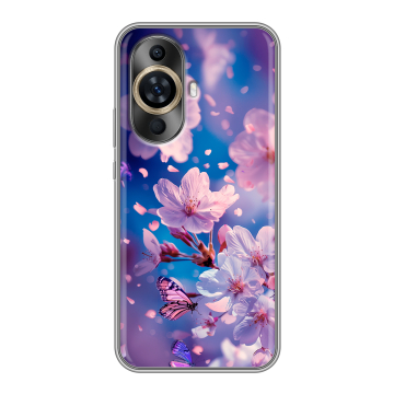 Силиконовый чехол на Huawei Nova 11 с принтом цветы бабочки Силиконовый чехол на Huawei Nova 11 с принтом цветы бабочки