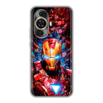 Силиконовый чехол на Huawei Nova 11 с принтом Железный человек Ironman