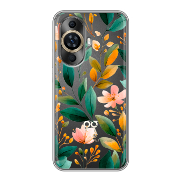 Силиконовый чехол на Huawei Nova 11 с принтом Цветы паттерн