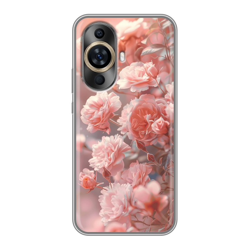 Силиконовый противоударный чехол на Huawei Nova 11 с принтом Розовые розы Силиконовый противоударный чехол на Huawei Nova 11 с принтом Розовые розы