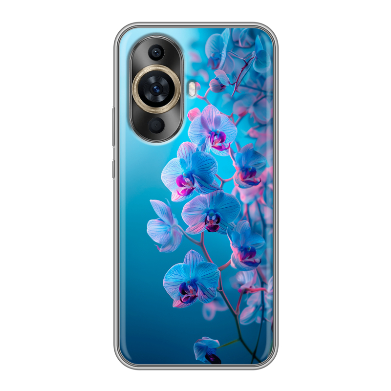 Силиконовый чехол на Huawei Nova 11 с принтом голубые орхидеи Силиконовый чехол на Huawei Nova 11 с принтом голубые орхидеи