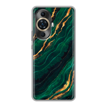 Силиконовый чехол на Huawei Nova 11 Pro с принтом Мрамор зеленое золото Силиконовый чехол на Huawei Nova 11 Pro с принтом Мрамор зеленое золото