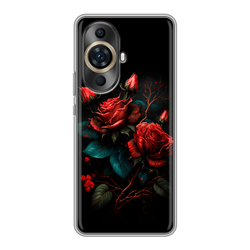 Силиконовый чехол на Huawei Nova 11 Pro с принтом Розы красные