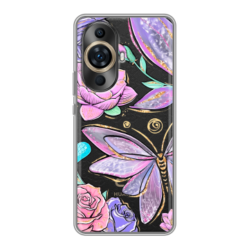 Силиконовый чехол на Huawei Nova 11 Pro с принтом Бабочки и цветы Силиконовый чехол на Huawei Nova 11 Pro с принтом Бабочки и цветы