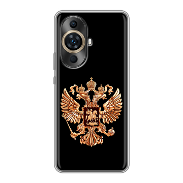 Силиконовый чехол на Huawei Nova 11 Pro с принтом Герб России золотой