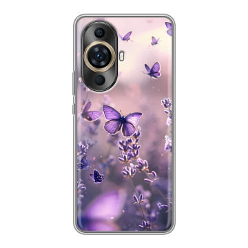 Силиконовый чехол на Huawei Nova 11 Pro с принтом бабочки и лаванда