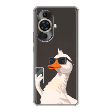 Силиконовый чехол на Huawei Nova 11 Pro с принтом утка в очках Силиконовый чехол на Huawei Nova 11 Pro с принтом утка в очках