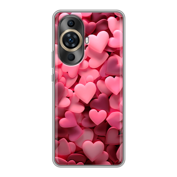 Силиконовый чехол на Huawei Nova 11 Pro с принтом розовые сердечки Силиконовый чехол на Huawei Nova 11 Pro с принтом розовые сердечки