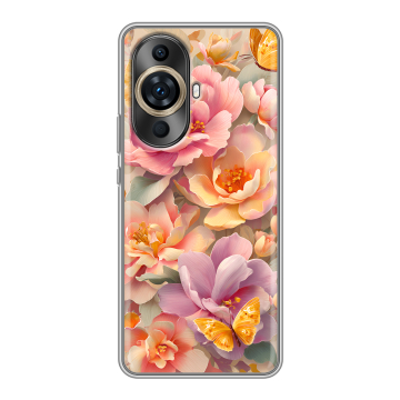 Силиконовый чехол на Huawei Nova 11 Pro с принтом Цветы и бабочки Силиконовый чехол на Huawei Nova 11 Pro с принтом Цветы и бабочки