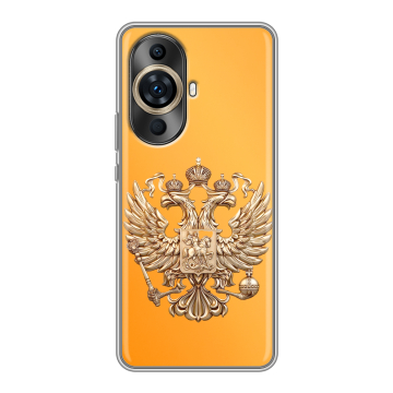 Силиконовый чехол на Huawei Nova 11 Pro с принтом Герб Флаг России
