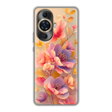 Силиконовый чехол на Huawei Nova 11 Pro с принтом Цветы и бабочки