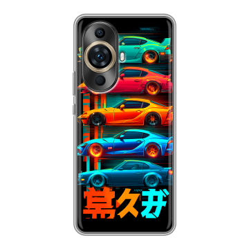 Силиконовый чехол на Huawei Nova 11 Pro с принтом машины тачки