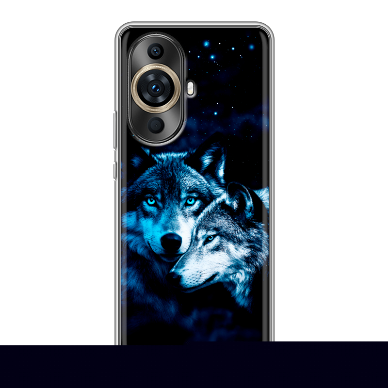 Силиконовый противоударный чехол на Huawei Nova 11 Pro с принтом Волки Силиконовый противоударный чехол на Huawei Nova 11 Pro с принтом Волки
