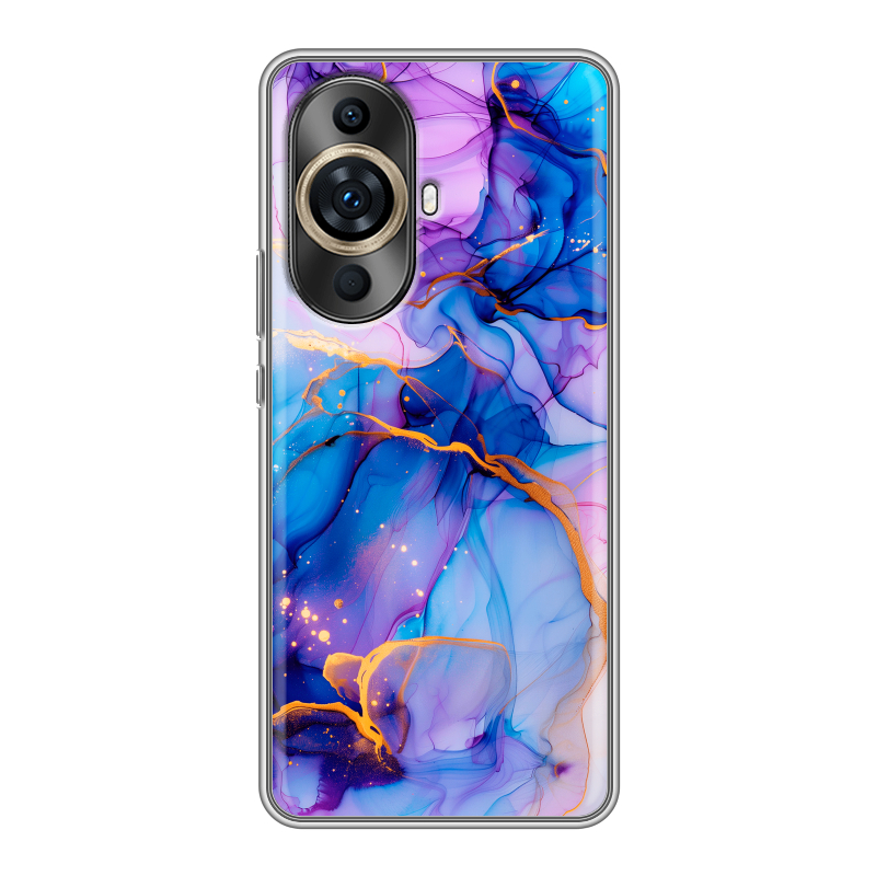 Силиконовый противоударный чехол на Huawei Nova 11 Pro с принтом синий мрамор Силиконовый противоударный чехол на Huawei Nova 11 Pro с принтом синий мрамор