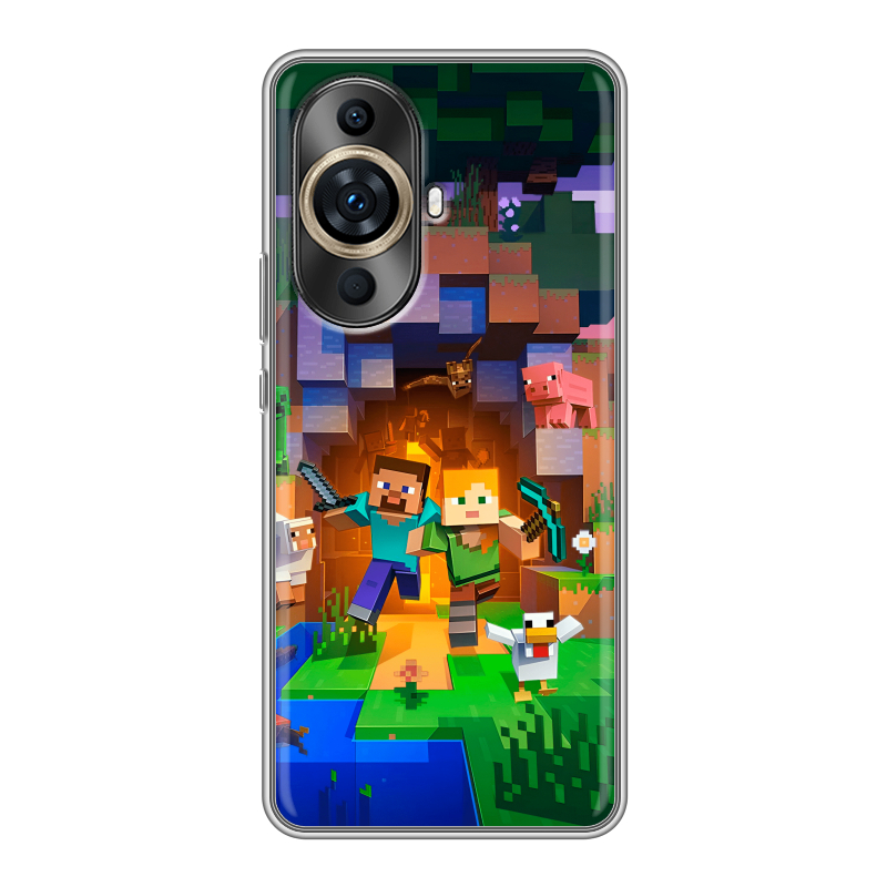 Силиконовый противоударный чехол на Huawei Nova 11 Pro с принтом Майнкрафт Minecraft Силиконовый противоударный чехол на Huawei Nova 11 Pro с принтом Майнкрафт Minecraft