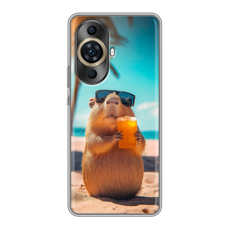 Силиконовый противоударный чехол на Huawei Nova 11 Pro с принтом Капибара Силиконовый противоударный чехол на Huawei Nova 11 Pro с принтом Капибара