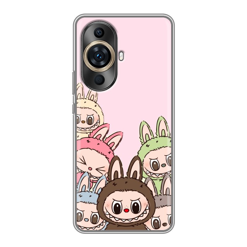 Силиконовый противоударный чехол на Huawei Nova 11 Pro с принтом Лабубу Силиконовый противоударный чехол на Huawei Nova 11 Pro с принтом Лабубу