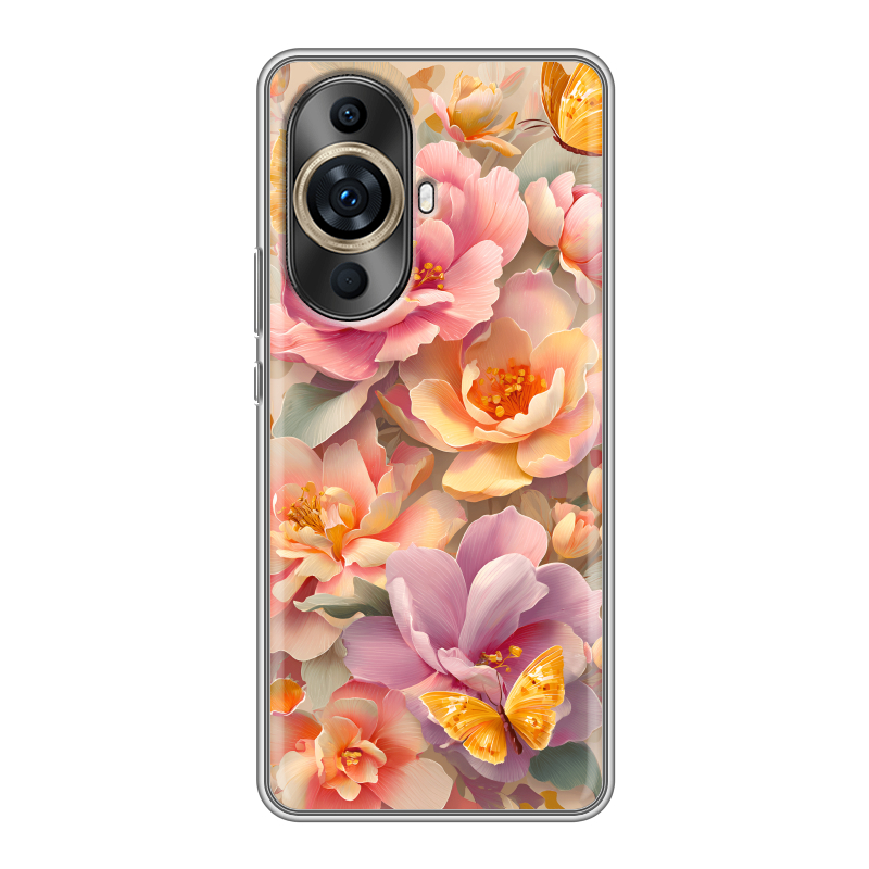 Силиконовый чехол на Huawei Nova 11 Pro с принтом Цветы и бабочки Силиконовый чехол на Huawei Nova 11 Pro с принтом Цветы и бабочки