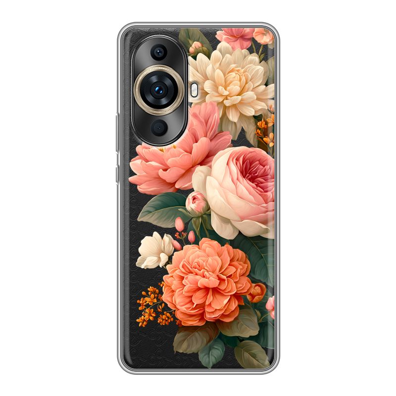 Силиконовый противоударный чехол на Huawei Nova 11 Pro с принтом цветы Силиконовый противоударный чехол на Huawei Nova 11 Pro с принтом цветы