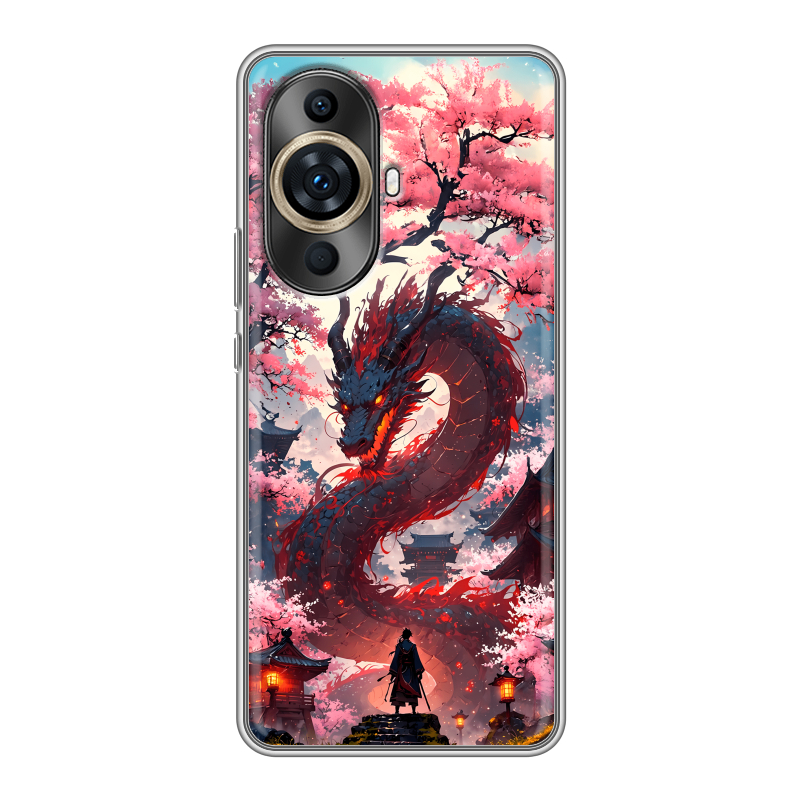 Силиконовый чехол на Huawei Nova 11 Pro с принтом Дракон Японский Силиконовый чехол на Huawei Nova 11 Pro с принтом Дракон Японский