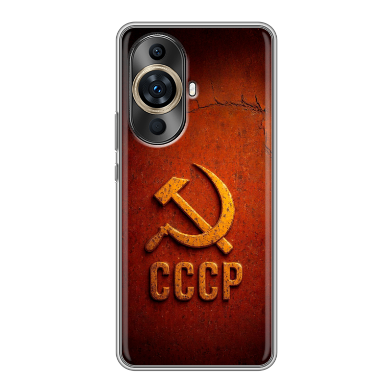 Силиконовый противоударный чехол на Huawei Nova 11 Pro с принтом Флаг Герб СССР Силиконовый противоударный чехол на Huawei Nova 11 Pro с принтом Флаг Герб СССР