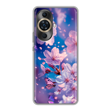 Силиконовый чехол на Huawei Nova 11 Ultra с принтом цветы бабочки