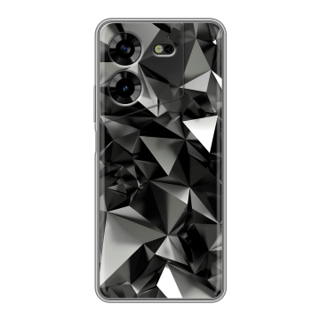 Силиконовый чехол на Tecno Pova 5 4G с принтом Черные кристаллы Силиконовый чехол на Tecno Pova 5 4G с принтом Черные кристаллы
