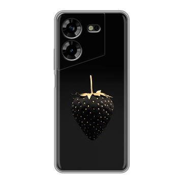Силиконовый чехол на Tecno Pova 5 4G с принтом Черная клубника Силиконовый чехол на Tecno Pova 5 4G с принтом Черная клубника