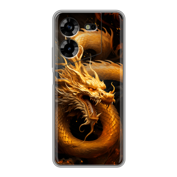 Силиконовый чехол на Tecno Pova 5 4G с принтом Золотой дракон