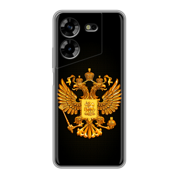 Силиконовый чехол на Tecno Pova 5 4G с принтом Герб России желтый Силиконовый чехол на Tecno Pova 5 4G с принтом Герб России желтый