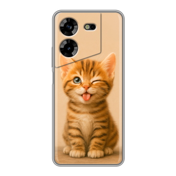Силиконовый чехол на Tecno Pova 5 4G с принтом котенок