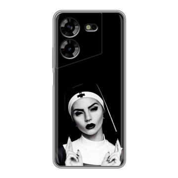 Силиконовый чехол на Tecno Pova 5 4G с принтом монашка
