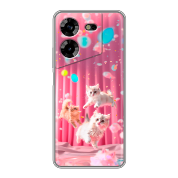 Силиконовый чехол на Tecno Pova 5 4G с принтом милые котики