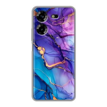 Силиконовый чехол на Tecno Pova 5 4G с принтом синий мрамор