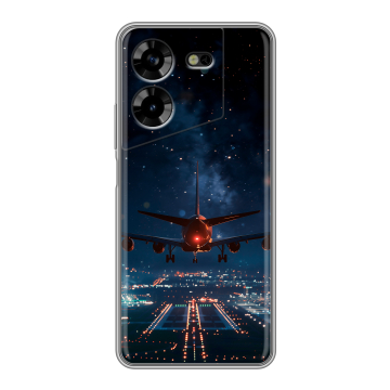 Силиконовый чехол на Tecno Pova 5 4G с принтом самолет