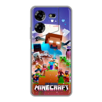 Силиконовый чехол на Tecno Pova 5 4G с принтом Майнкрафт Minecraft
