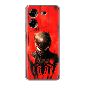 Силиконовый чехол на Tecno Pova 5 4G с принтом человек паук spiderman Силиконовый чехол на Tecno Pova 5 4G с принтом человек паук spiderman