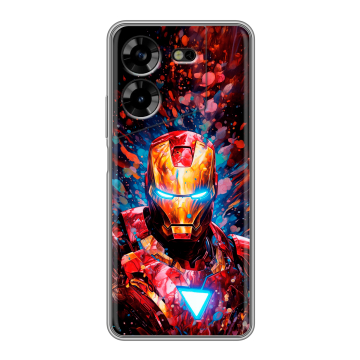 Силиконовый чехол на Tecno Pova 5 4G с принтом Железный человек Ironman